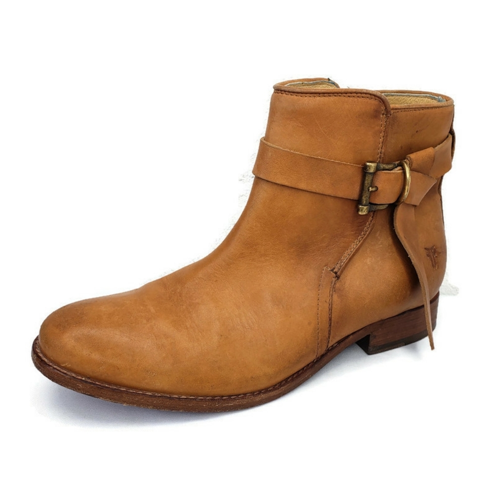 FRYE Melissa Knotted Short Tan Leather Ankle Boots